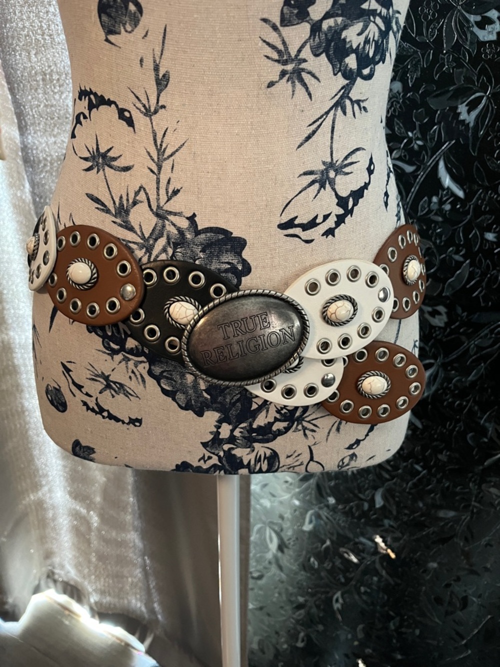 True Religion Multi-Color Studded Leather Waist Belt